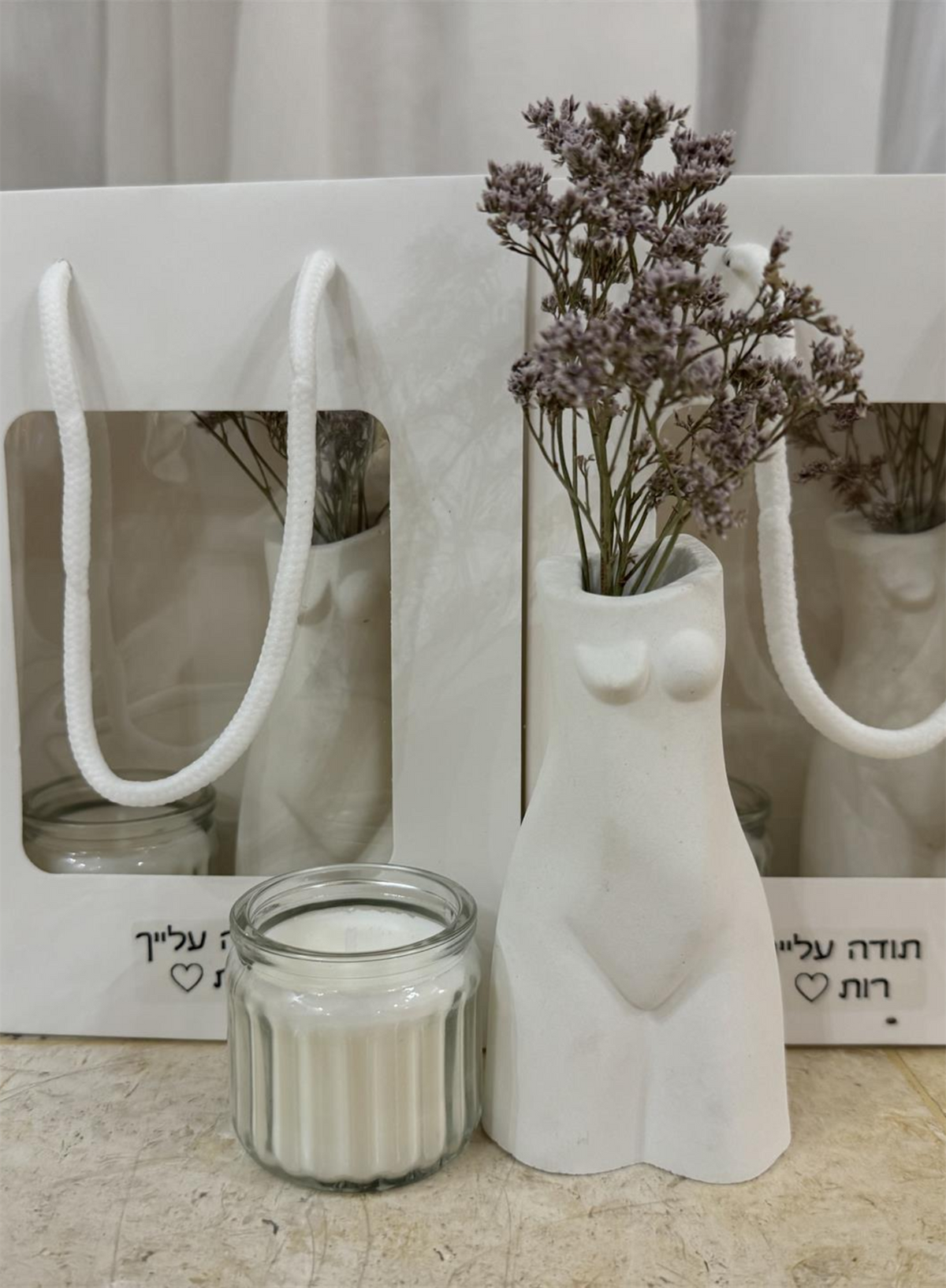מארז מתנה וואזה אישה + נר, מארזים בעבודת יד, HILUNA (תמונה 3)