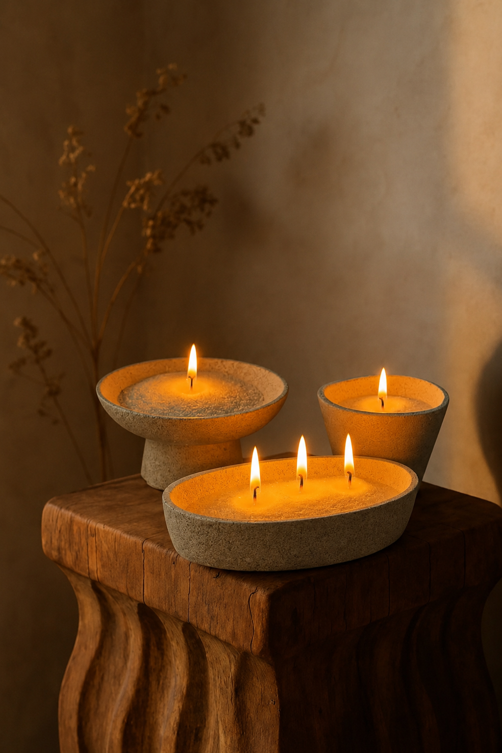TRIO SET - פתיתי שעווה, נרות בעבודת יד, HILUNA