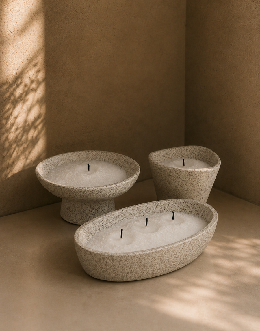 TRIO SET - פתיתי שעווה, נרות בעבודת יד, HILUNA (תמונה 2)