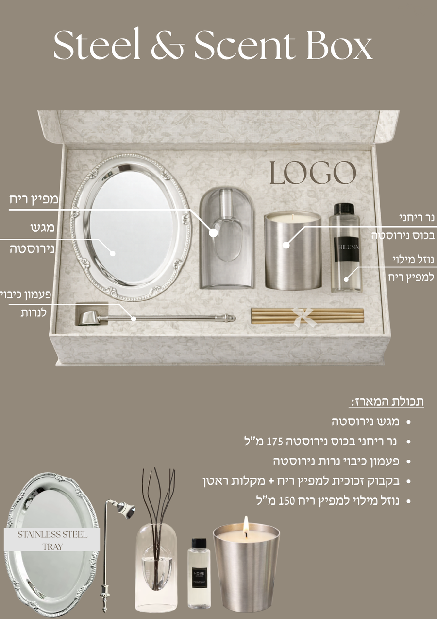 Steel & Scent Box, מארזים לעסקים בעבודת יד, HILUNA
